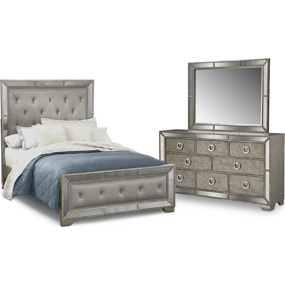 angelina silver  pc king bedroom   