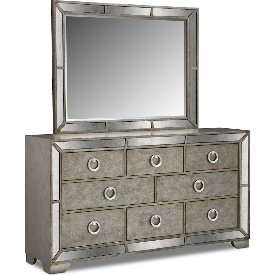 Angelina 6Piece Upholstered Bedroom Set with Nightstand, Dresser and