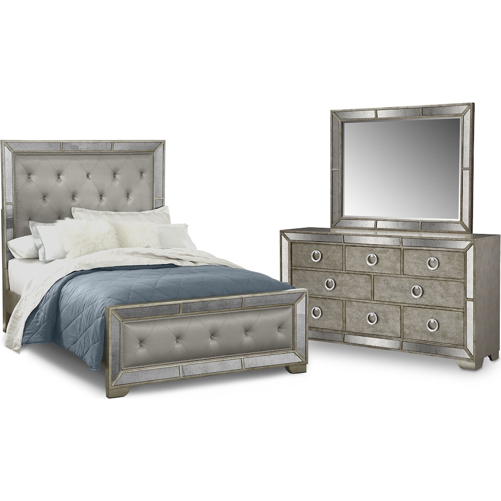 angelina silver  pc queen bedroom   