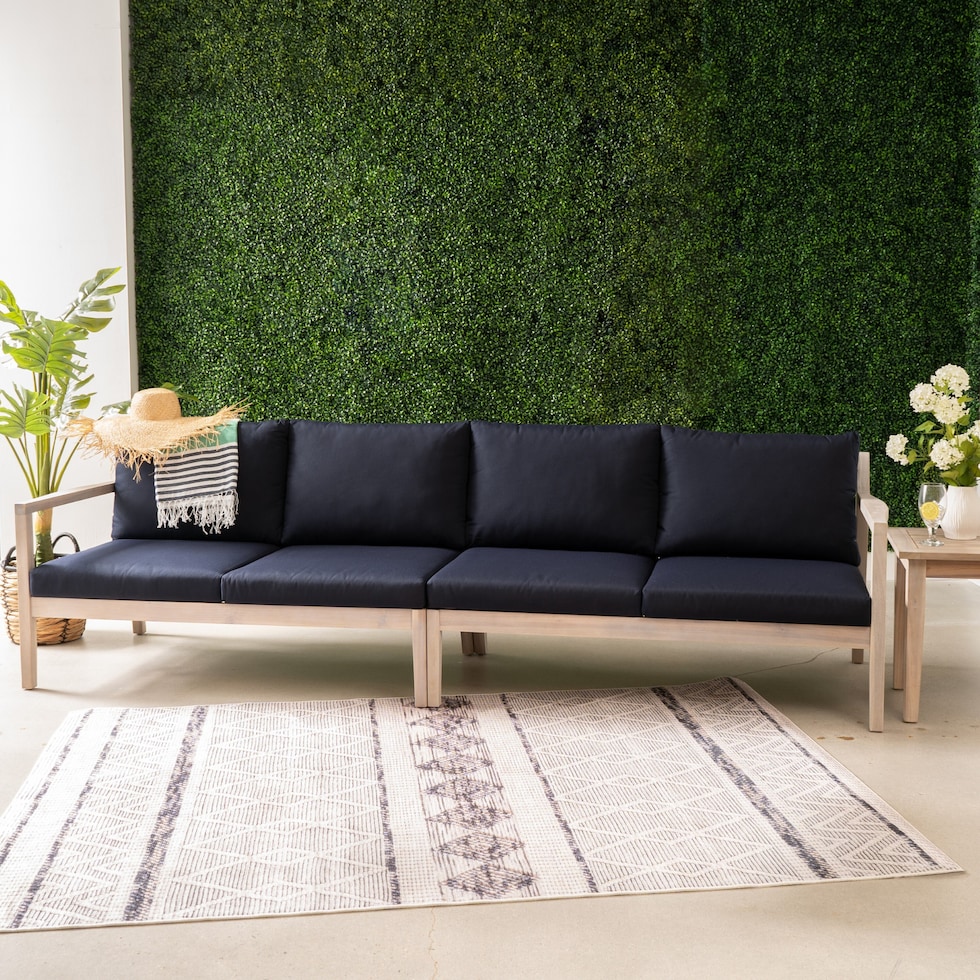 annotto bay blue natural outdoor loveseat   