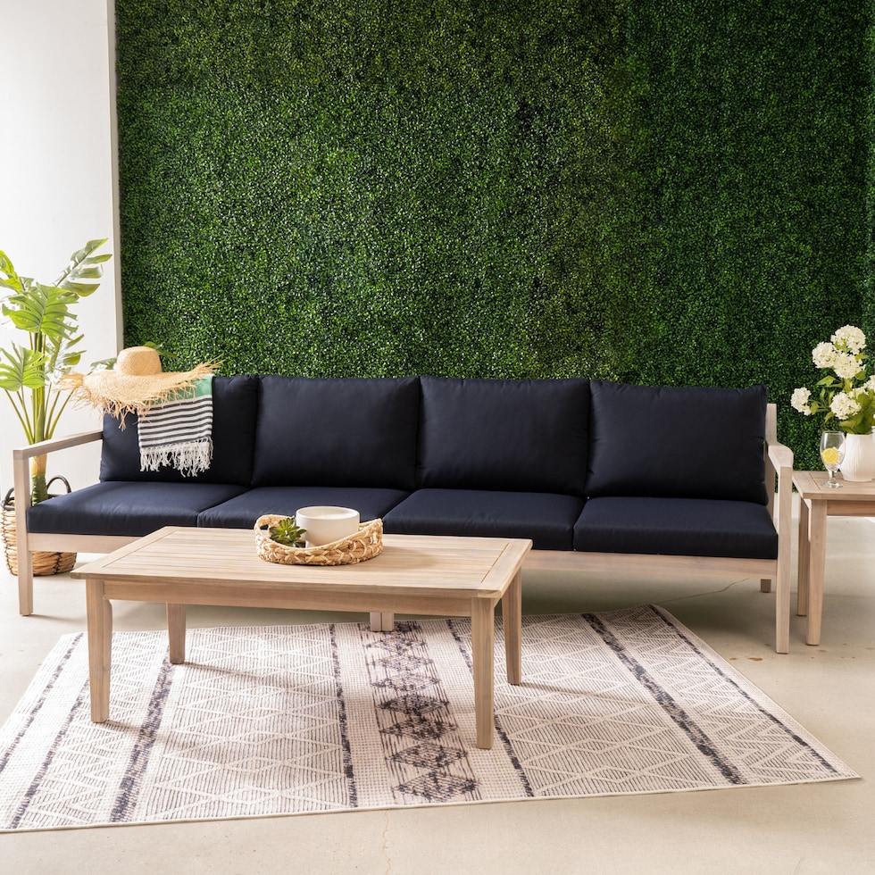 annotto bay blue natural outdoor loveseat   