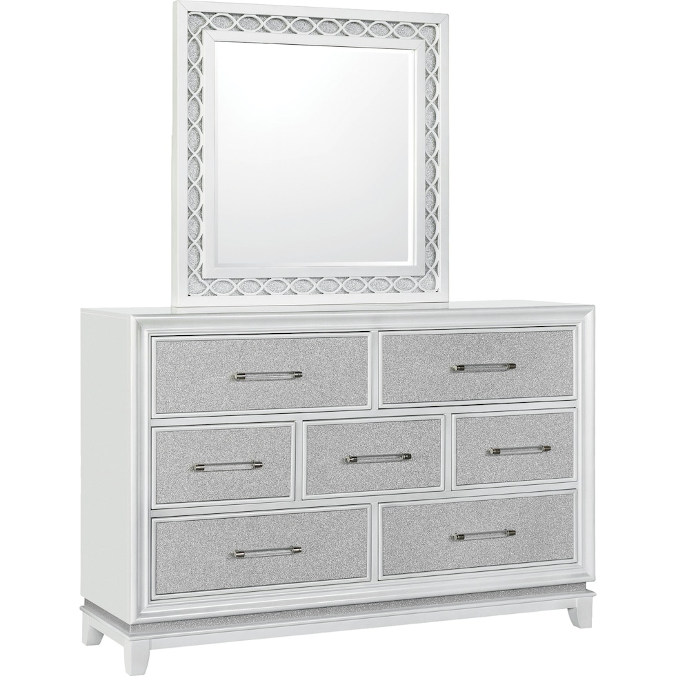 apollo silver dresser and mirror   
