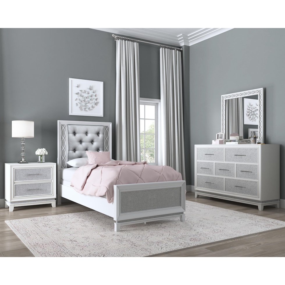 apollo silver dresser and mirror   