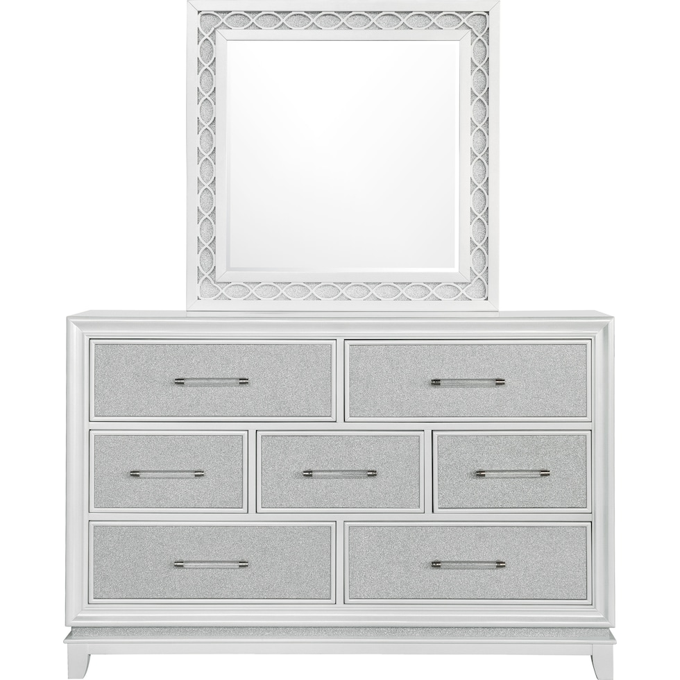 apollo silver dresser and mirror   