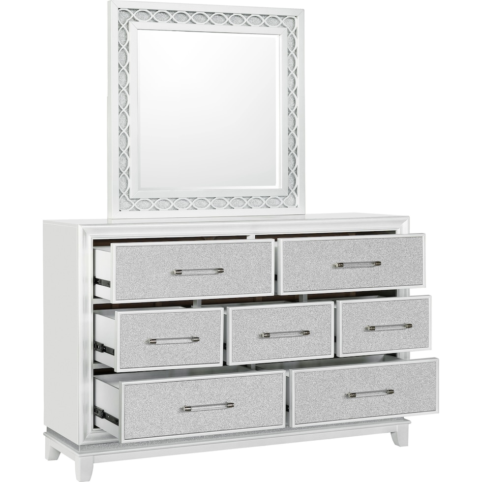 apollo silver dresser and mirror   