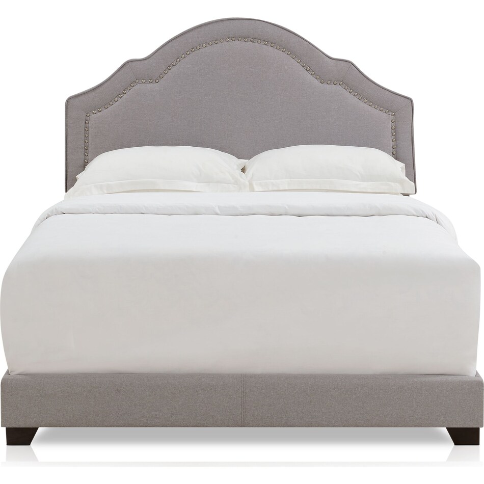 archie gray queen upholstered bed   