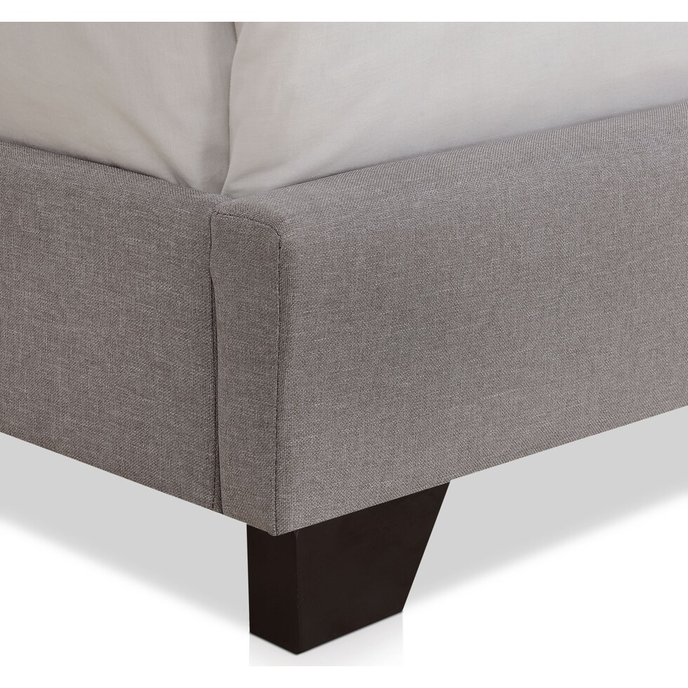 archie gray queen upholstered bed   