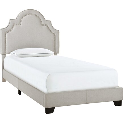 Archie Twin Upholstered Bed - Light Gray