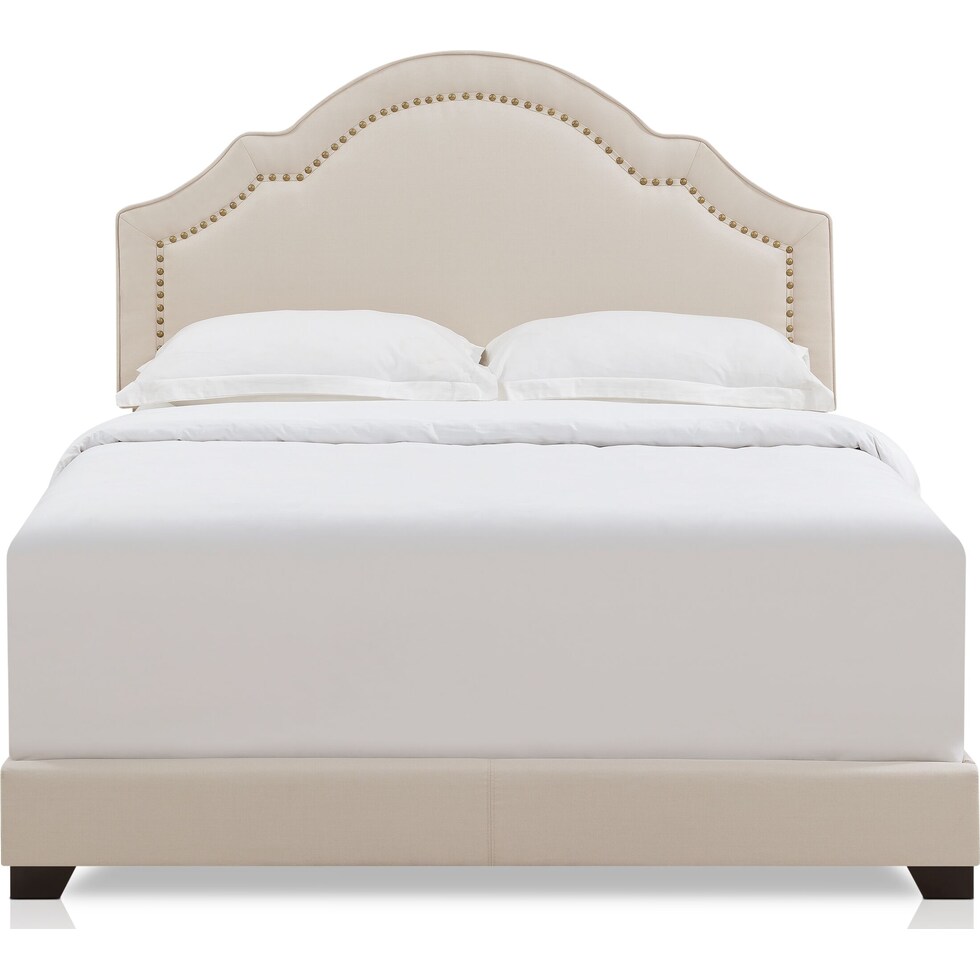 archie light brown queen upholstered bed   