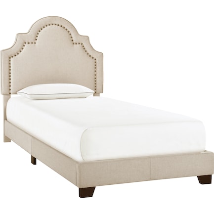 Archie Twin Upholstered Bed - Beige
