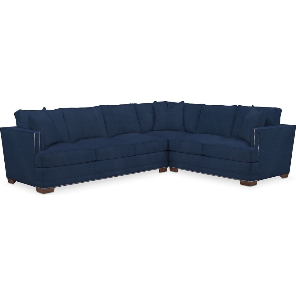 arden blue  pc sectional with left facing sofa   