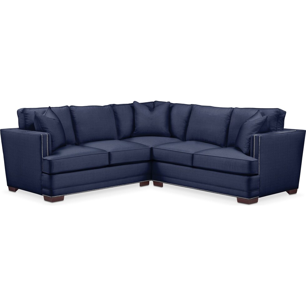 arden blue  pc sectional with right facing loveseat   