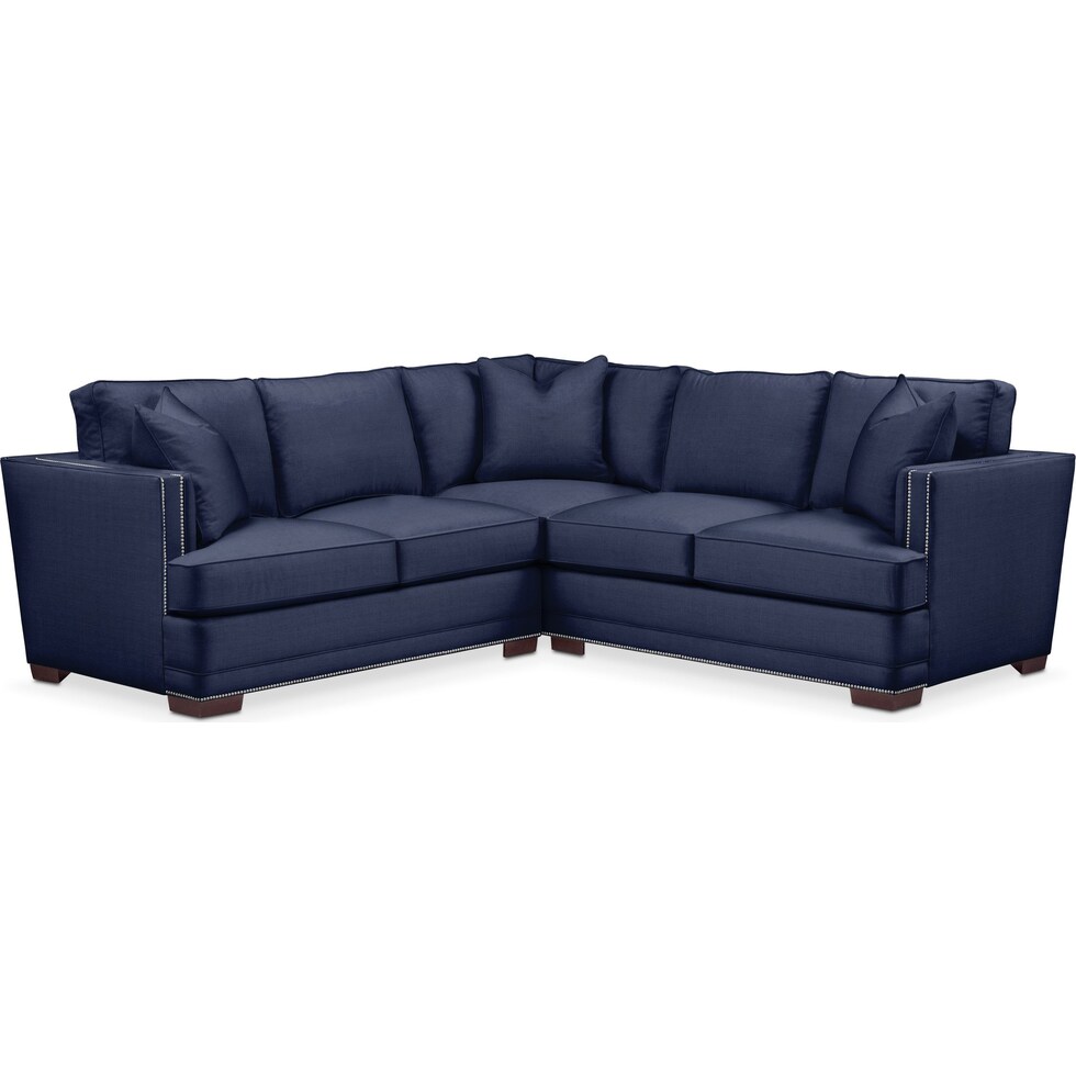 arden blue  pc sectional with right facing loveseat   