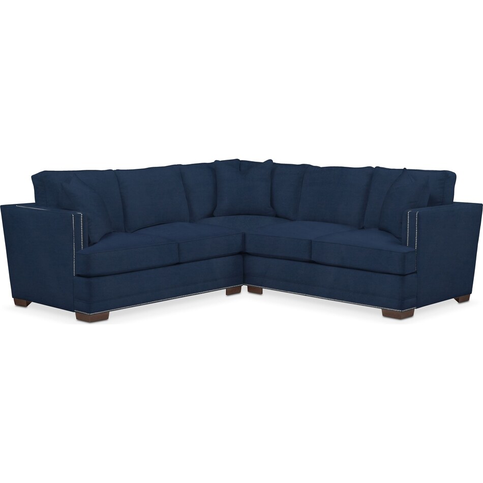 arden blue  pc sectional with right facing loveseat   