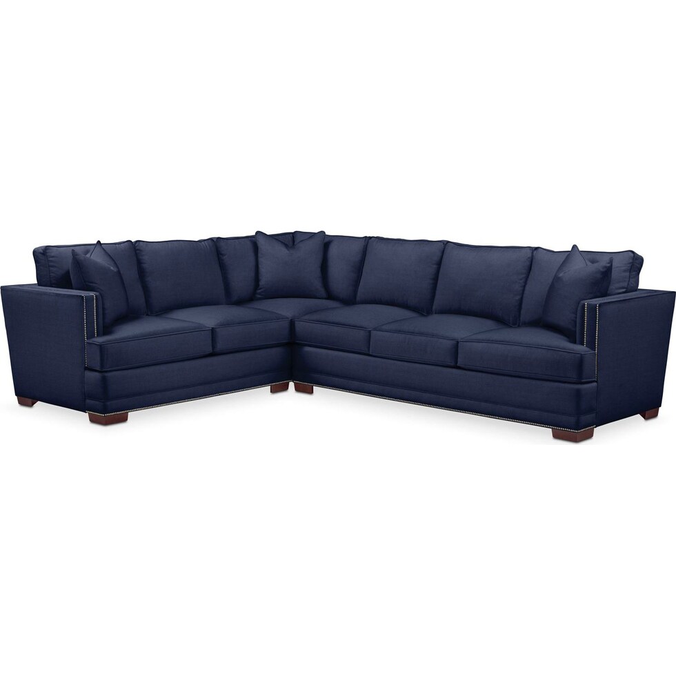 arden blue  pc sectional with right facing sofa   