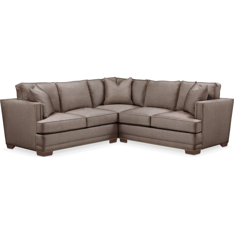 arden dark brown  pc sectional with left facing loveseat   