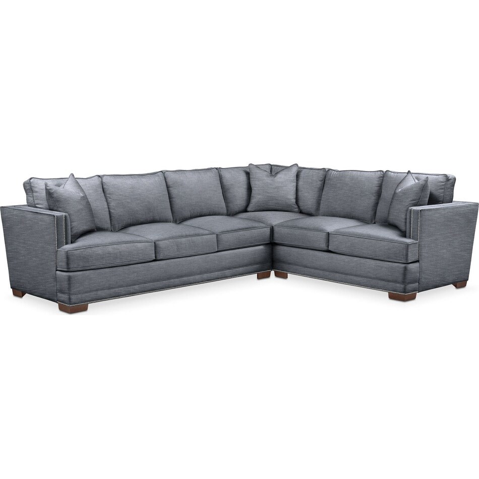 arden dudley indigo  pc sectional with left facing sofa   