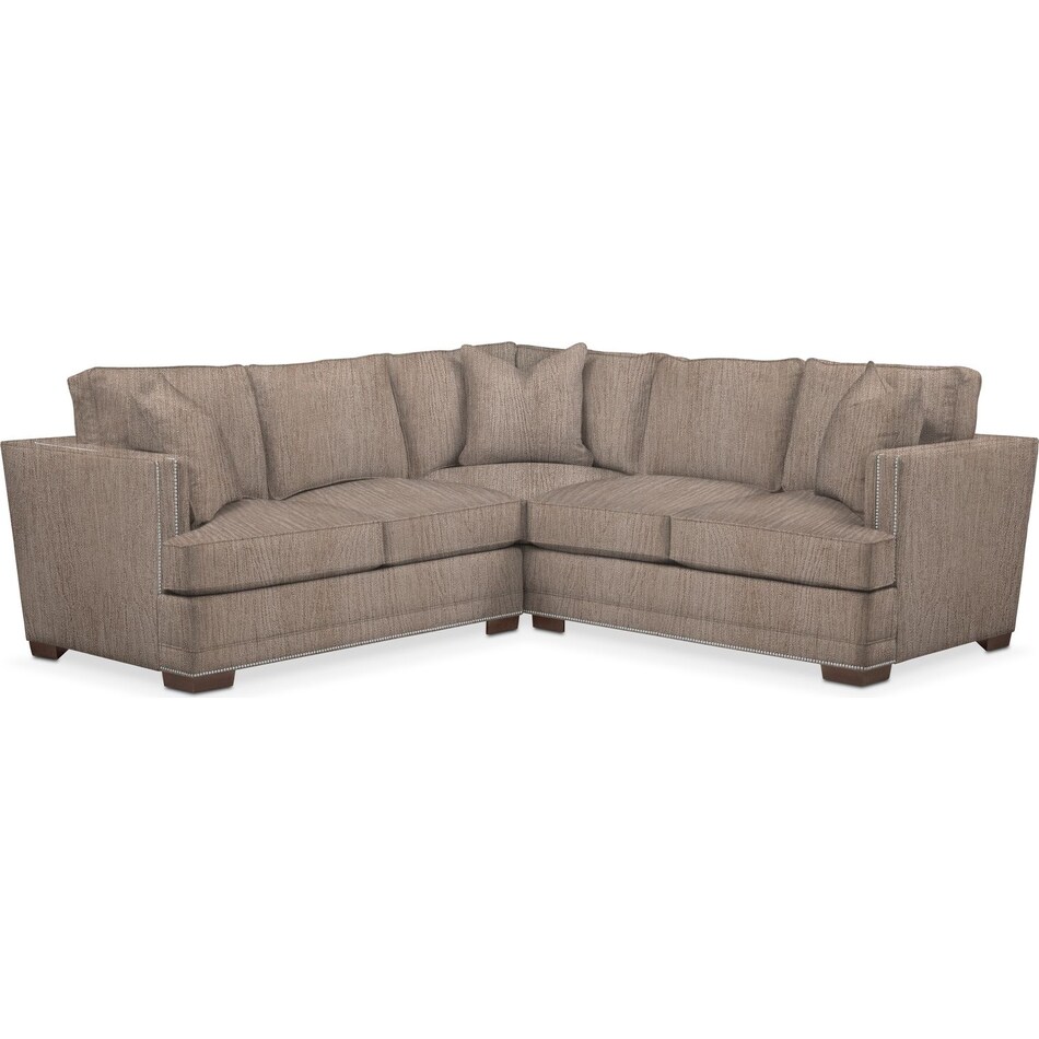 arden light brown  pc sectional with left facing loveseat   
