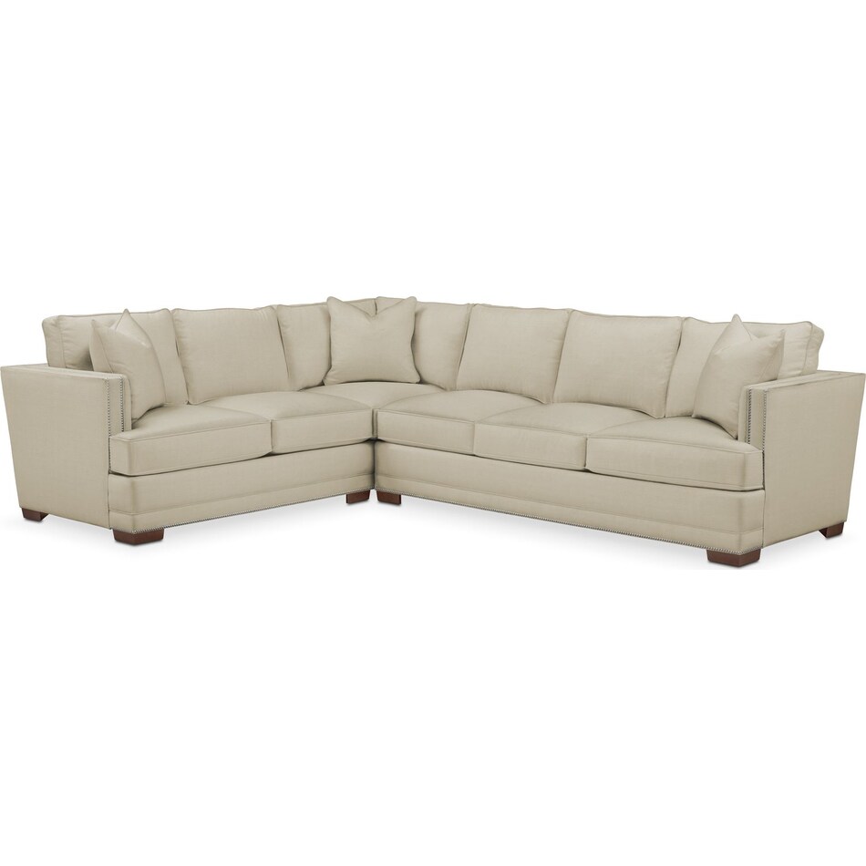 arden light brown  pc sectional with right arm facing sofa   
