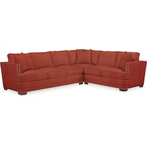 arden orange  pc sectional with left facing loveseat   