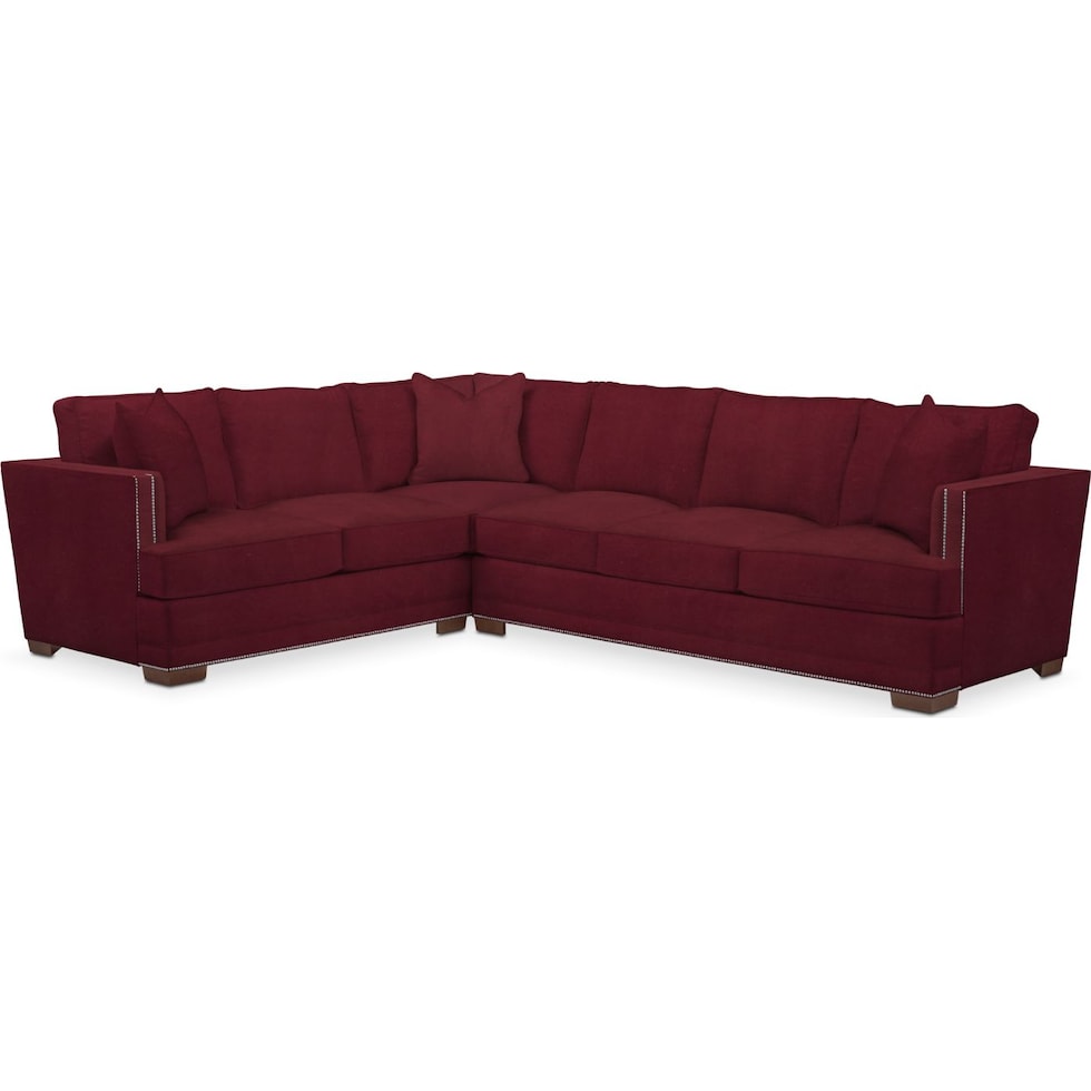 arden red  pc sectional with right facing sofa   