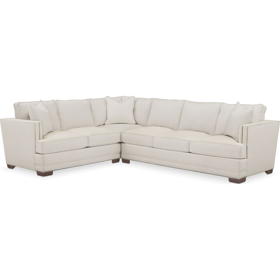 arden white  pc sectional with right facing sofa   