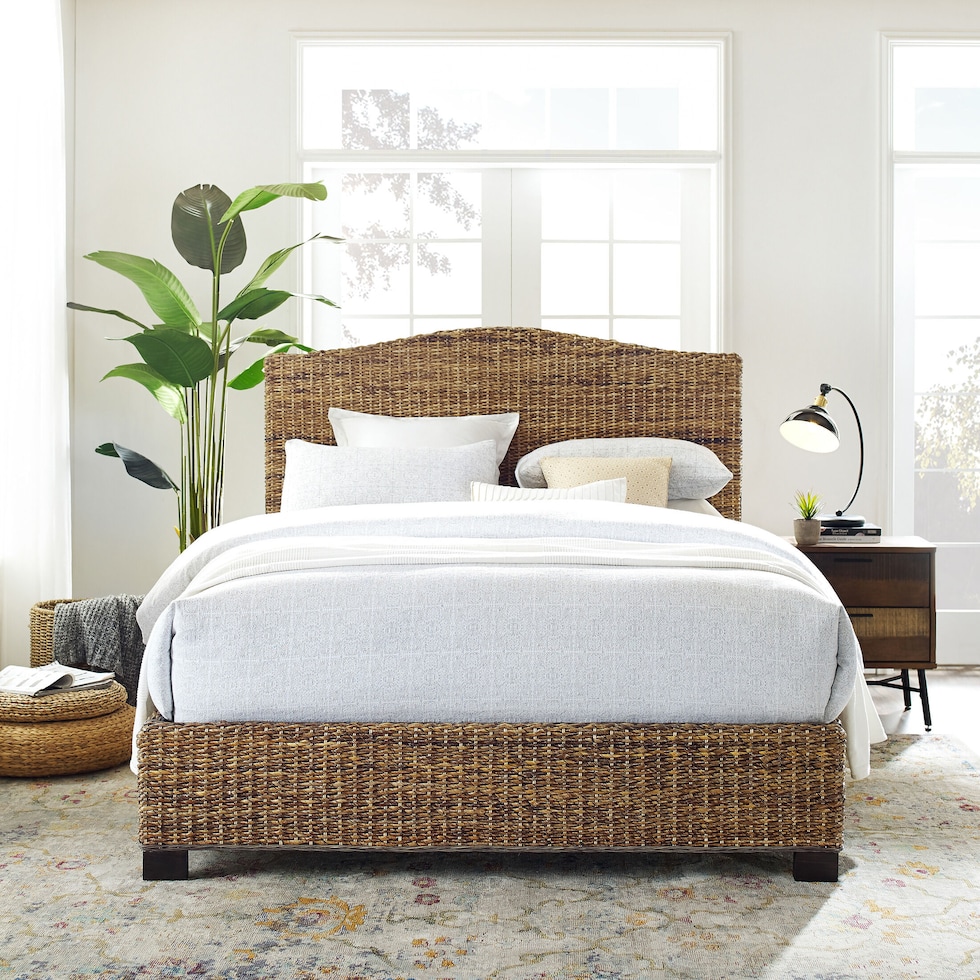 aria dark brown queen bed   