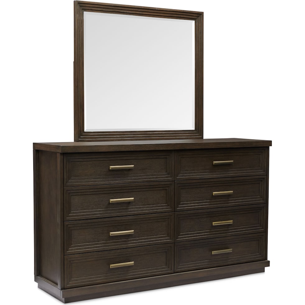 arielle bedroom dark brown dresser and mirror   