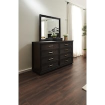 arielle bedroom dark brown dresser and mirror   