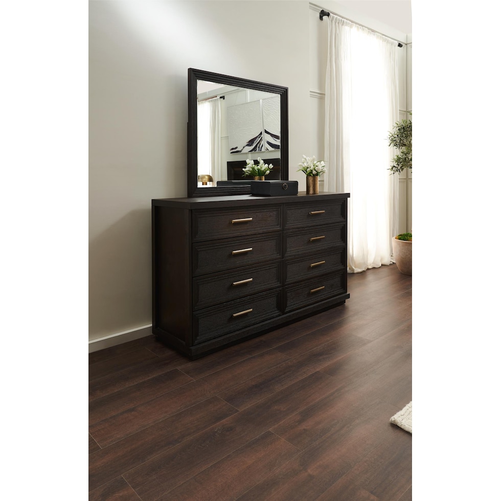 arielle bedroom dark brown dresser and mirror   
