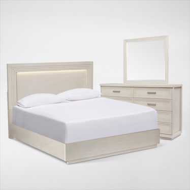 Arielle 5-Piece Bedroom Set with Panel Bed, Dresser and Mirror