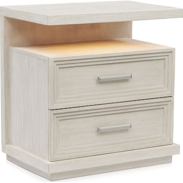 Arielle Charging Nightstand with Light - Parchment