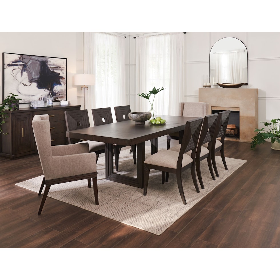 arielle dining dark brown  pc dining room   