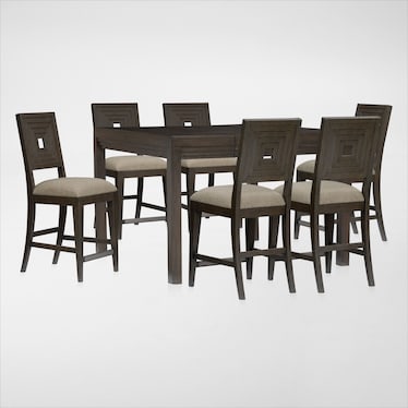 Arielle Counter-Height Extendable Dining Table and 6 Counter-Height Stools