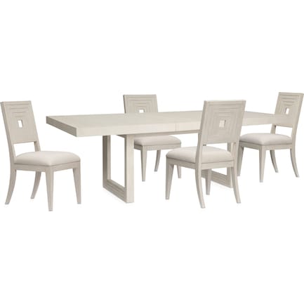 Arielle Dining Table and 4 Side Chairs - Parchment