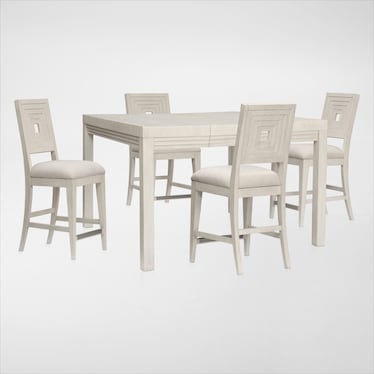 Arielle Counter-Height Extendable Dining Table and 4 Counter-Height Stools