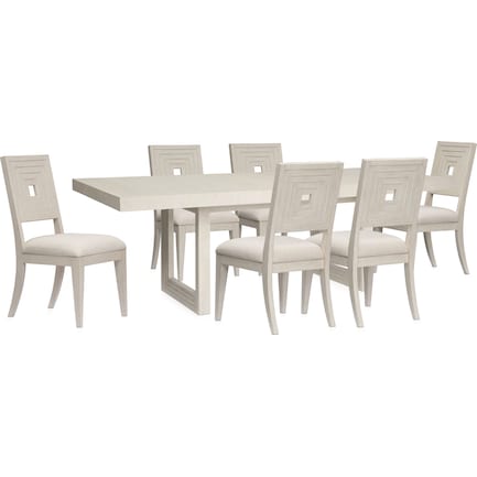 Arielle Dining Table and 6 Side Chairs - Parchment
