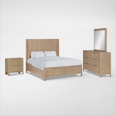 Arlo 6-Piece Storage Bedroom Set with Dresser, Mirror, and Nightstand