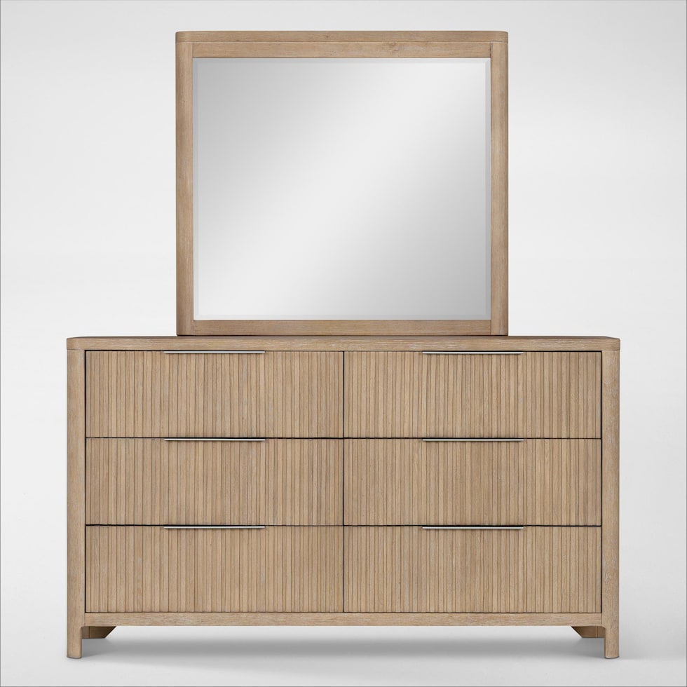 arlo light brown dresser and mirror   