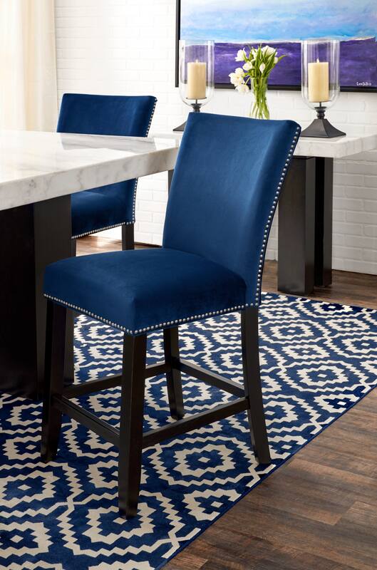 Artemis CounterHeight Marble Dining Table and 4 Upholstered Stools