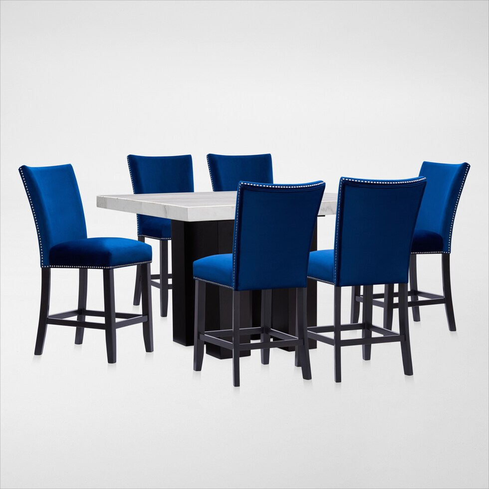 artemis counter height white marble blue  pc counter height dining room web   