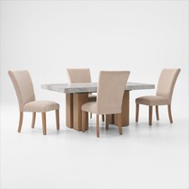 artemis gray marble beige natural legs  pc dining room   