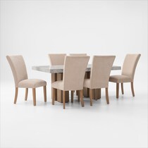 artemis gray marble beige natural legs  pc dining room   