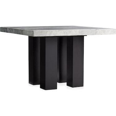 Artemis Marble Counter-Height Dining Table and 4 Upholstered Stools - Gray Marble/Black