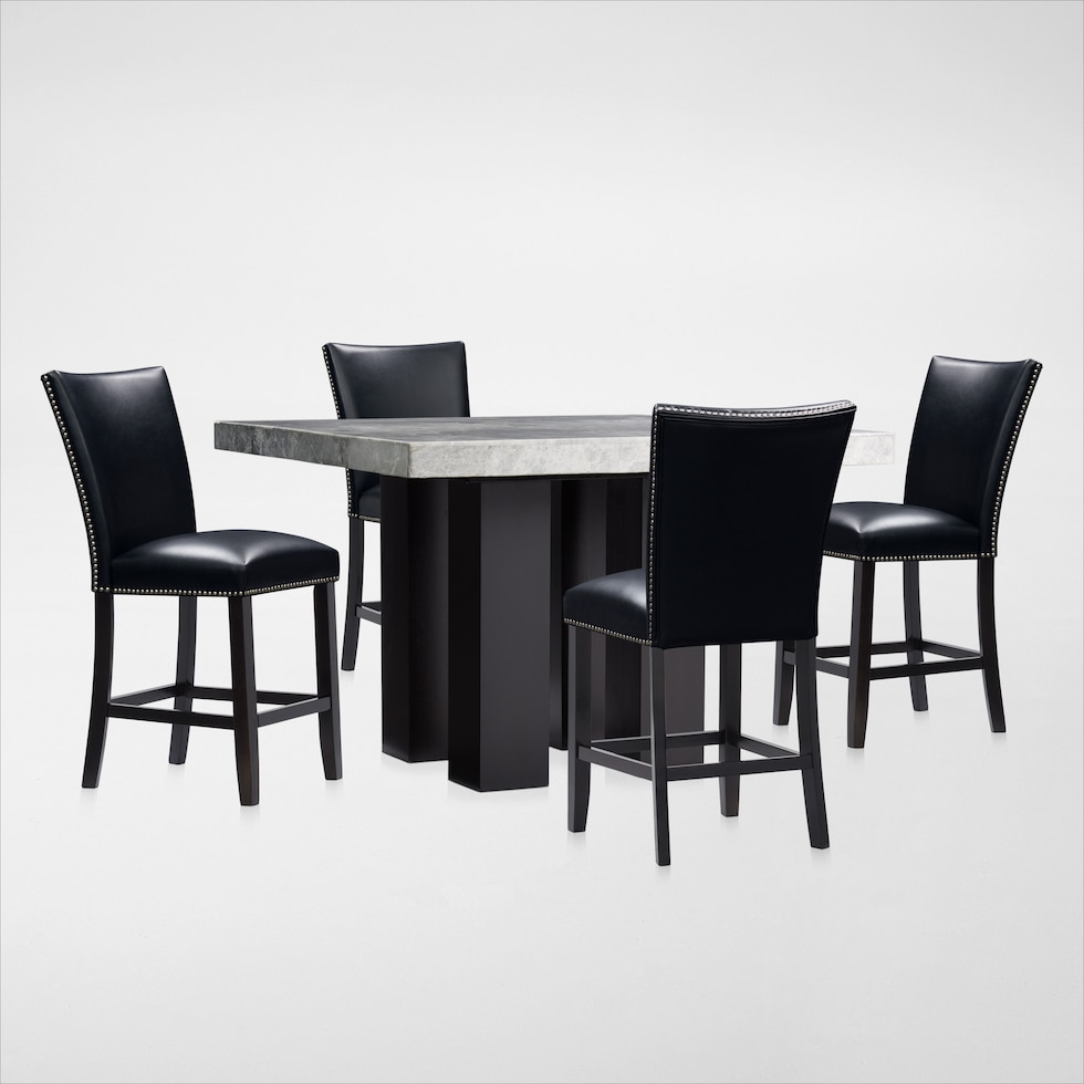 artemis gray marble black black legs  pc counter height dining room   