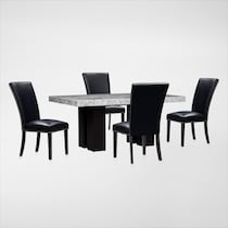 artemis gray marble black black legs  pc dining room   