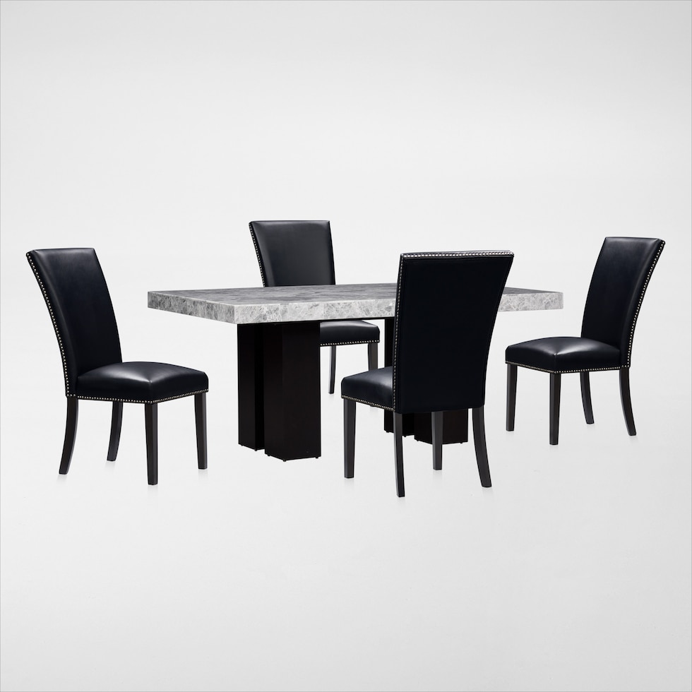 artemis gray marble black black legs  pc dining room   