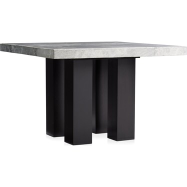 Artemis Marble Dining Table and 4 Upholstered Dining Chairs - Gray Marble/Black
