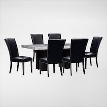 artemis gray marble black black legs  pc dining room   