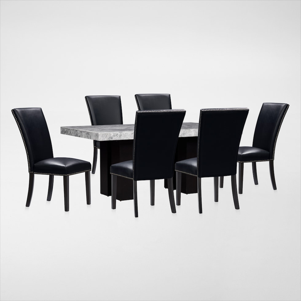 artemis gray marble black black legs  pc dining room   